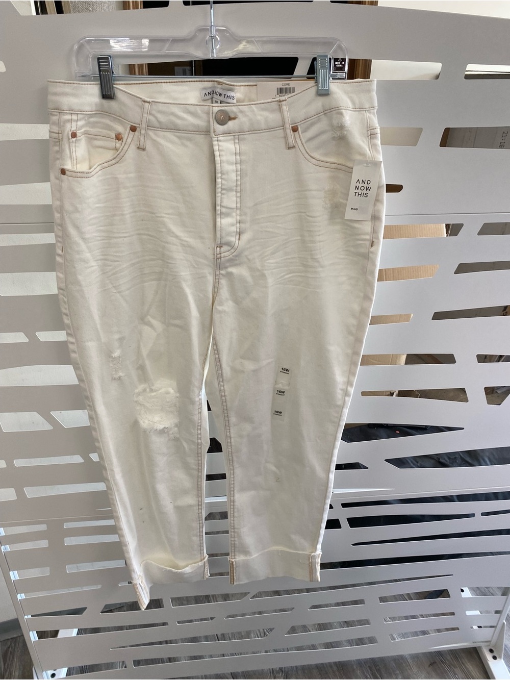Women's White Distressed Jeans